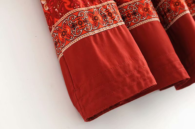 Kaia Boho Rust Red Long Top Mini Dress
