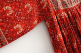 Kaia Boho Rust Red Long Top Mini Dress