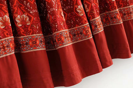 Kaia Boho Rust Red Long Top Mini Dress