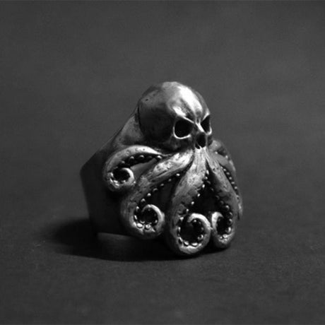 Mens Octopus Skull Ring Stainless Steel Pirate Ring