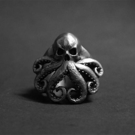 Mens Octopus Skull Ring Stainless Steel Pirate Ring