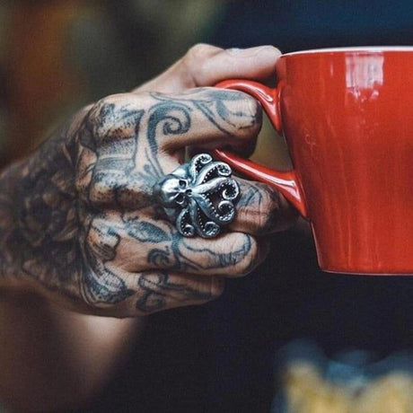 Mens Octopus Skull Ring Stainless Steel Pirate Ring
