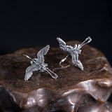 Flying Crane Stud Earrings 925 Sterling Silver