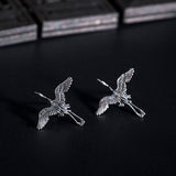 Flying Crane Stud Earrings 925 Sterling Silver