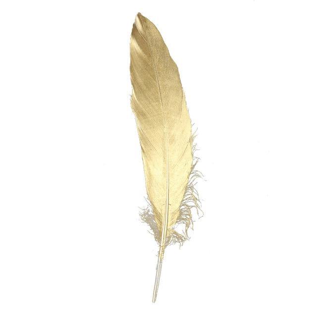 24 Glittery Gold Goose Feathers for Crafts - Woodland Gatherer