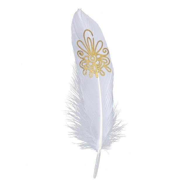 24 Glittery Gold Goose Feathers for Crafts - Woodland Gatherer