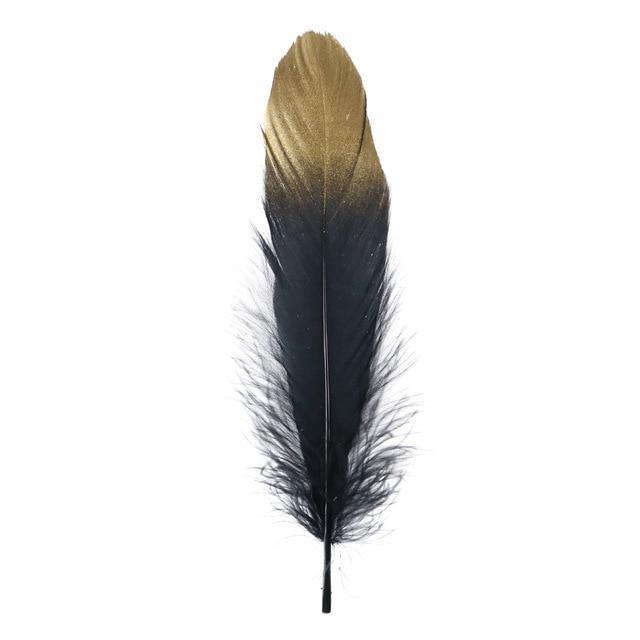 24 Glittery Gold Goose Feathers for Crafts - Woodland Gatherer