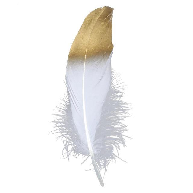 24 Glittery Gold Goose Feathers for Crafts - Woodland Gatherer