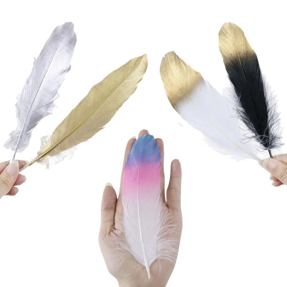 24 Glittery Gold Goose Feathers for Crafts - Woodland Gatherer