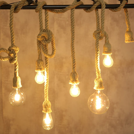 Hemp Rope Pendant Lights Industrial Hanging Lamp Light Fixtures