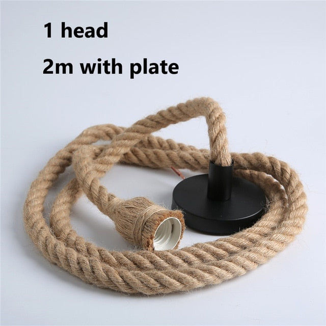 Hemp Rope Pendant Lights Industrial Hanging Lamp Light Fixtures