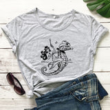 The Cowgirl Mermaid 100% Cotton T-shirt Sea-haw Rodeo Western Tee