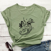 The Cowgirl Mermaid 100% Cotton T-shirt Sea-haw Rodeo Western Tee