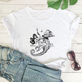 The Cowgirl Mermaid 100% Cotton T-shirt Sea-haw Rodeo Western Tee