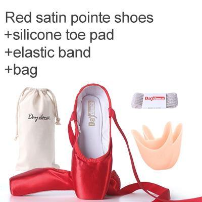 Girls & Womens Red & Pink Ballet Pointe Shoes | Satin Ballerina Ballet Shoes - Woodland Gatherer