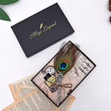 Handmade Peacock Feather Quill Dip Fountain Pen Set