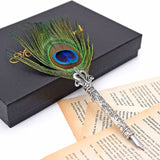 Handmade Peacock Feather Quill Dip Fountain Pen Set