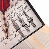 Handmade Peacock Feather Quill Dip Fountain Pen Set
