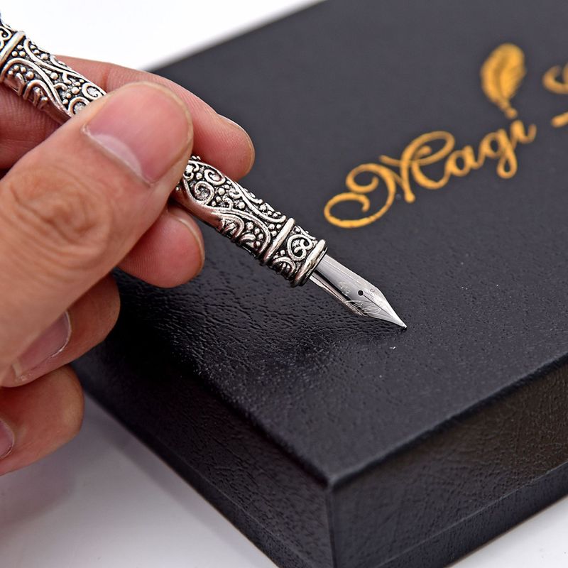 Handmade Peacock Feather Quill Dip Fountain Pen Set