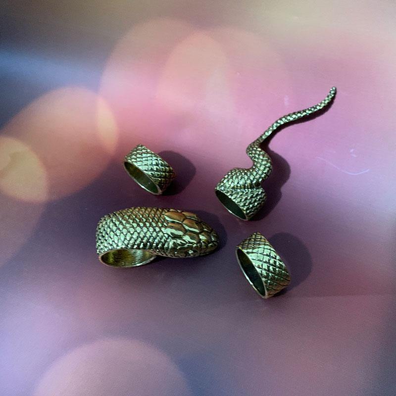4Pcs/Set Gothic Snake Midi Ring Set | Vintage Punk Metal Knuckle Joint Rings - Woodland Gatherer