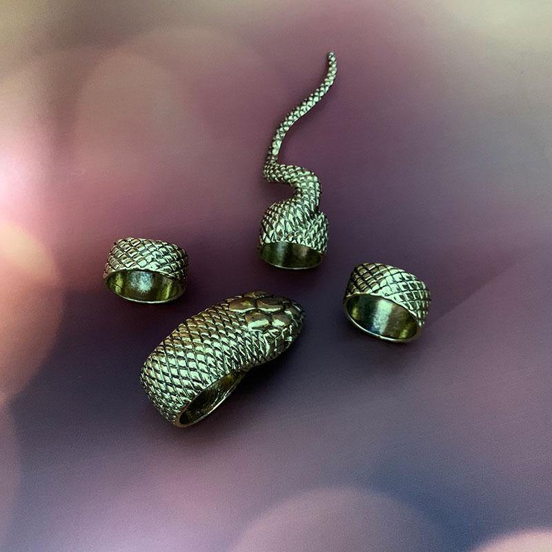 4Pcs/Set Gothic Snake Midi Ring Set | Vintage Punk Metal Knuckle Joint Rings - Woodland Gatherer