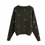 Woodland Forest Knit Cardigan with Embroidered Woodland Vibes
