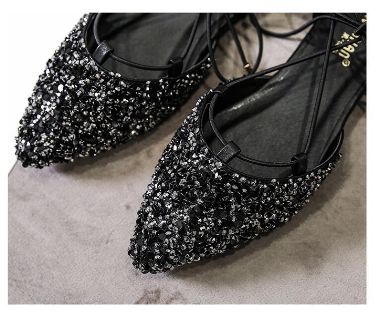 Glittery Rhinestone Ballet Flats | Womens Flat Shoes - Small & Large Sizes - Woodland Gatherer