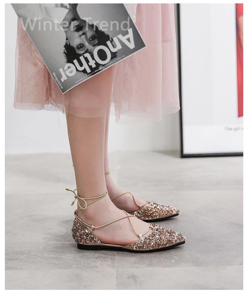 Glittery Rhinestone Ballet Flats | Womens Flat Shoes - Small & Large Sizes - Woodland Gatherer