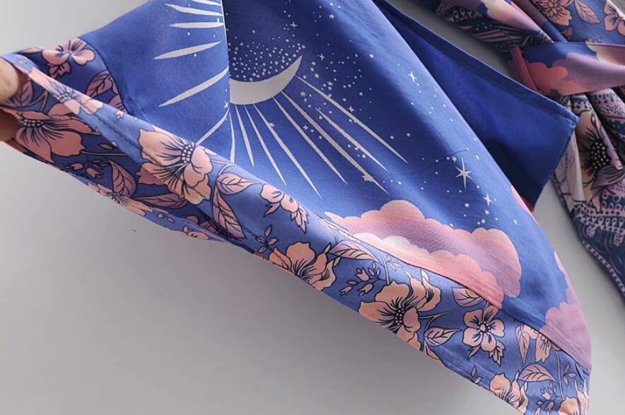 Crescent Moon & Pink Clouds | Kimono Jacket - Woodland Gatherer