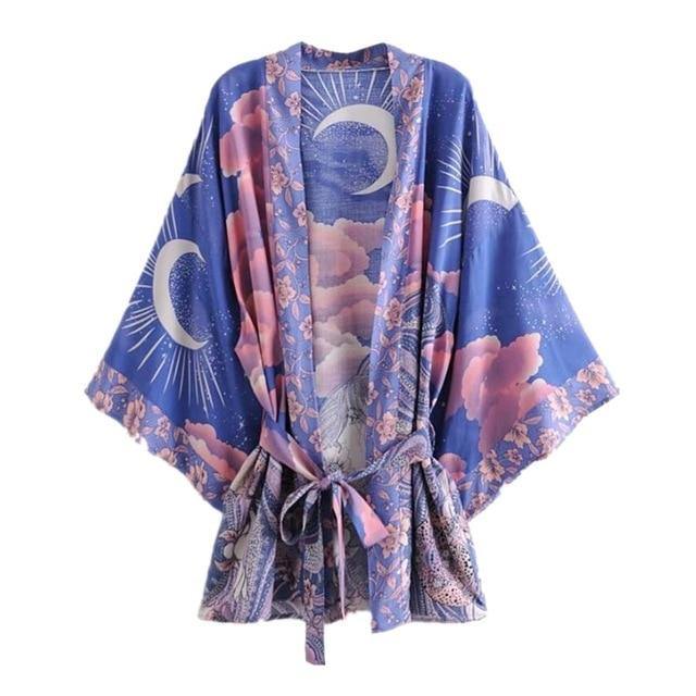 Crescent Moon & Pink Clouds | Kimono Jacket - Woodland Gatherer
