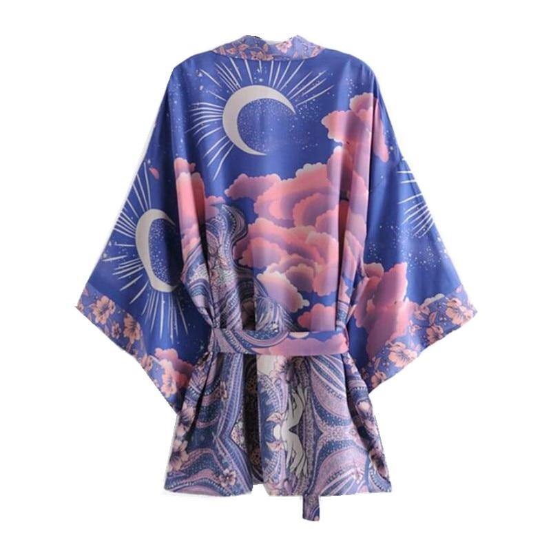 Crescent Moon & Pink Clouds | Kimono Jacket - Woodland Gatherer