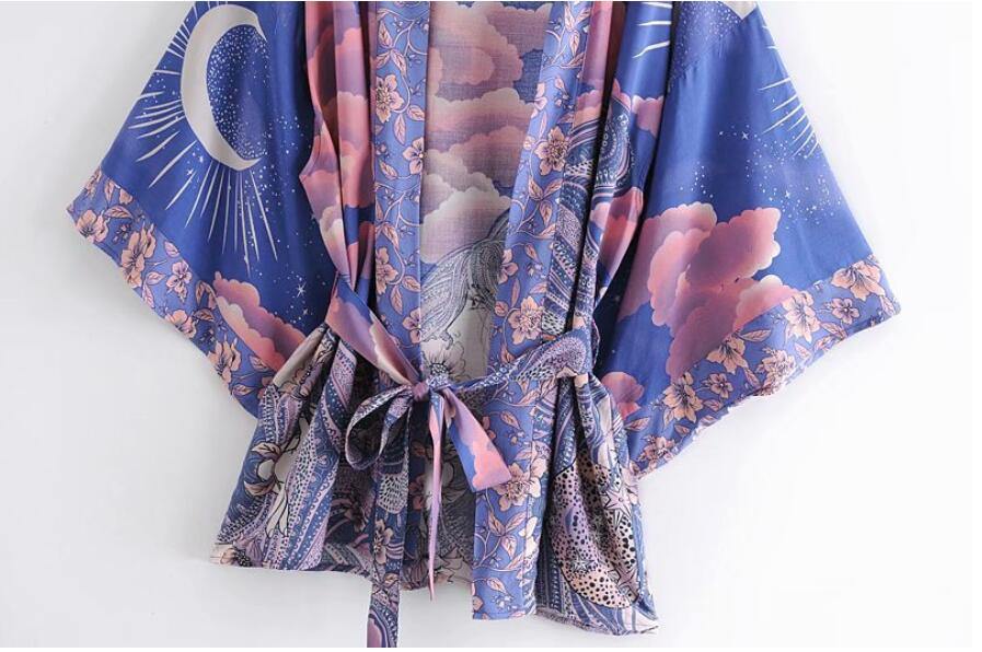 Crescent Moon & Pink Clouds | Kimono Jacket - Woodland Gatherer