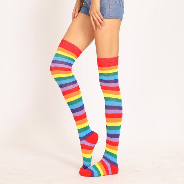 Rainbow Stripes Long Socks