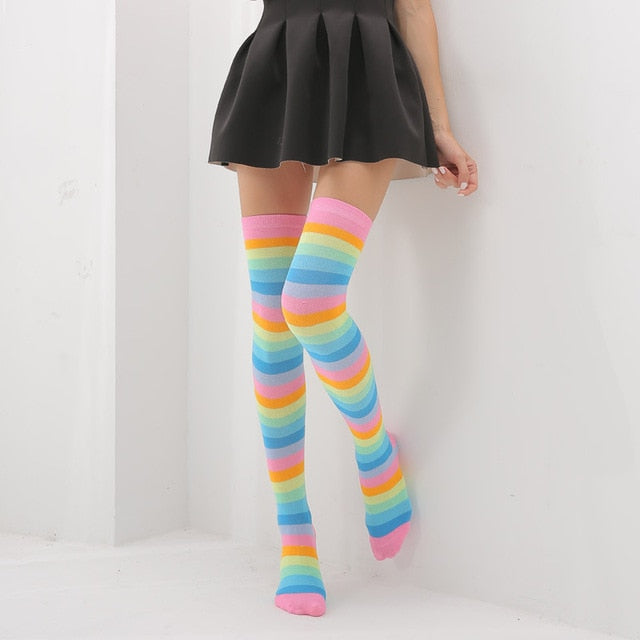 Rainbow Stripes Long Socks