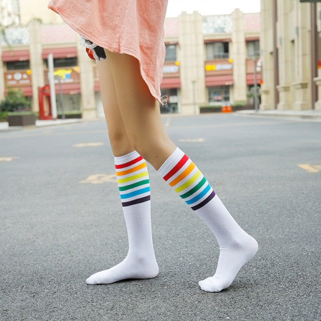 Rainbow Stripes Long Socks