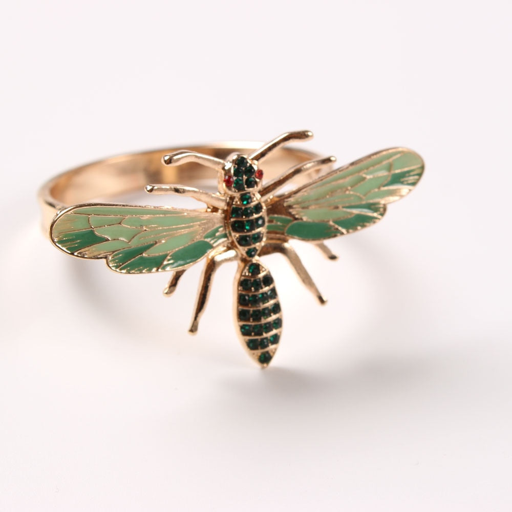 6pcs The Green Dragonfly Napkin Rings