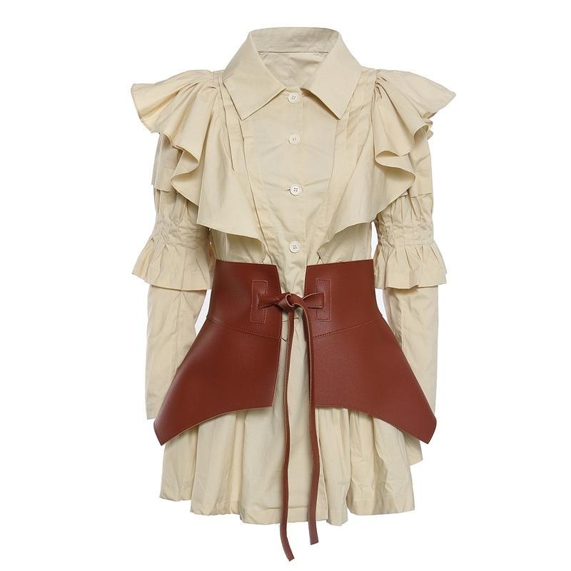 Ahoy Matey Ruffle Shirt with Faux Leather Hip Belt