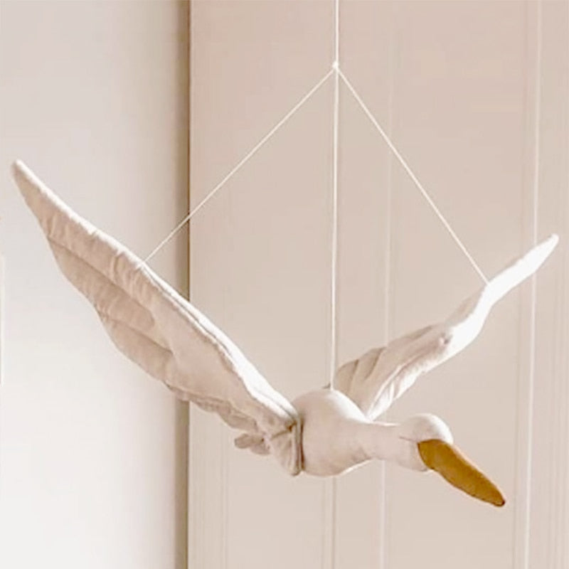 Linen Flying Swan Hanging Stuffed Toy