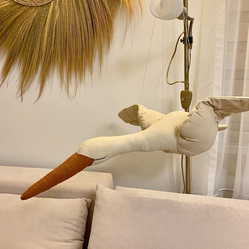 Linen Flying Swan Hanging Stuffed Toy