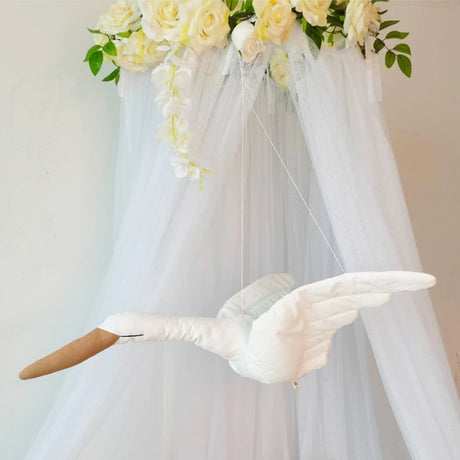 Linen Flying Swan Hanging Stuffed Toy