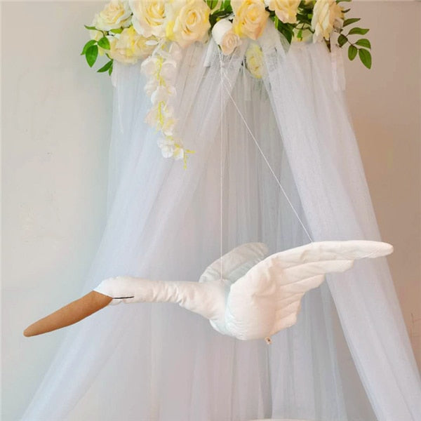 Linen Flying Swan Hanging Stuffed Toy