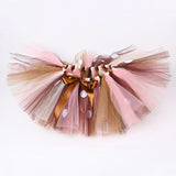 Fluffy Brown Deer Girl Tutu Skirt Christmas Costume Kids Reindeer Tulle Skirt 1-14 Years