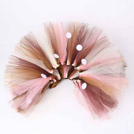 Fluffy Brown Deer Girl Tutu Skirt Christmas Costume Kids Reindeer Tulle Skirt 1-14 Years