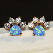 Pet Paw Rose Gold Cubic Zirconia Stud Earrings
