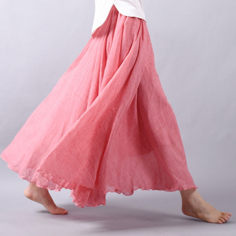 Linen Cotton Maxi Skirts 19 Colours