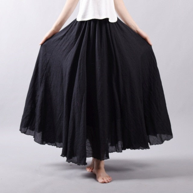 Linen Cotton Maxi Skirts 19 Colours