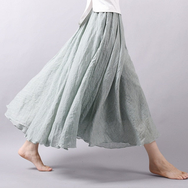 Linen Cotton Maxi Skirts 19 Colours