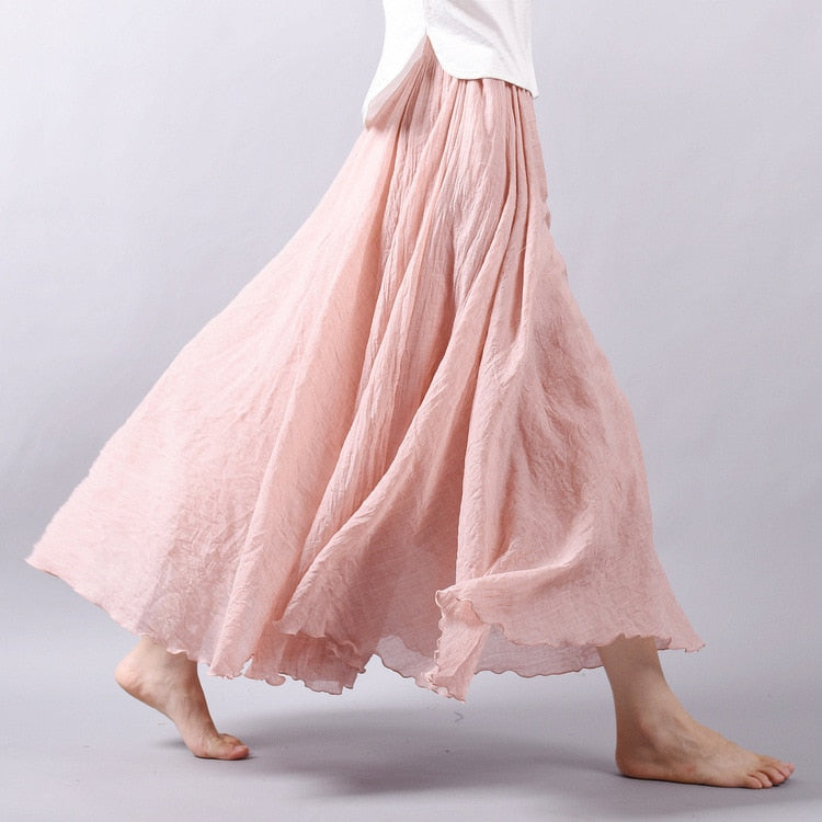 Linen Cotton Maxi Skirts 19 Colours