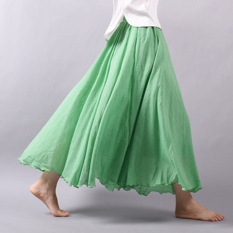 Linen Cotton Maxi Skirts 19 Colours