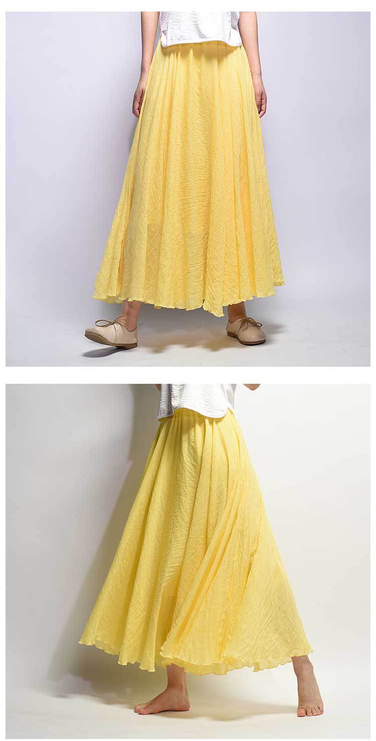 Linen Cotton Maxi Skirts 19 Colours